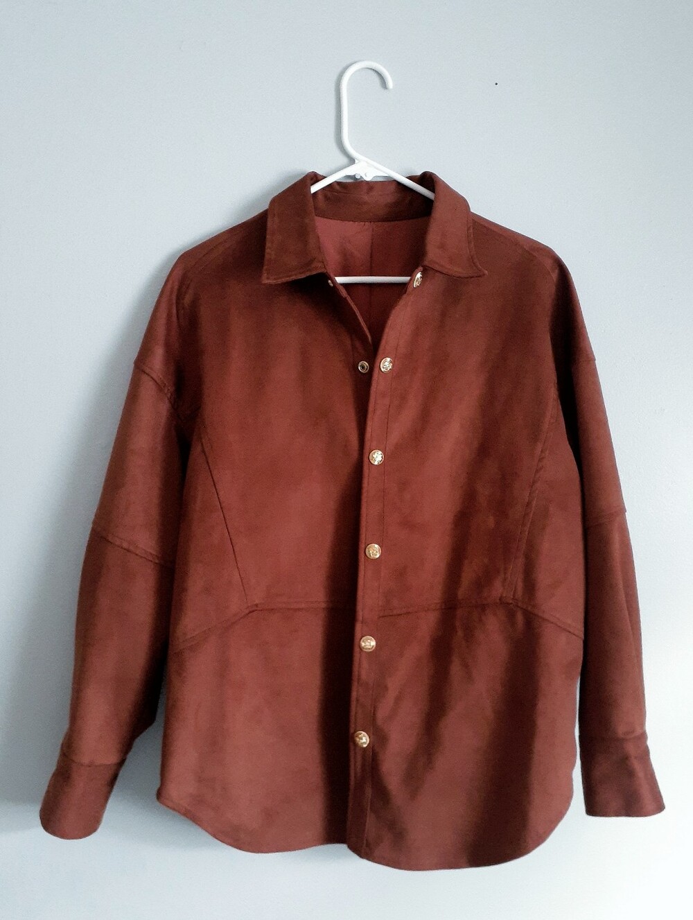 Women's Rust Button-Front Suede Jacket